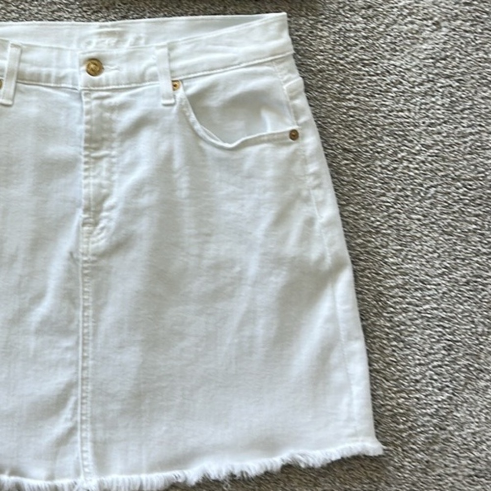 7 For All Mankind White Denim A Line Skirt - Picture 4 of 7